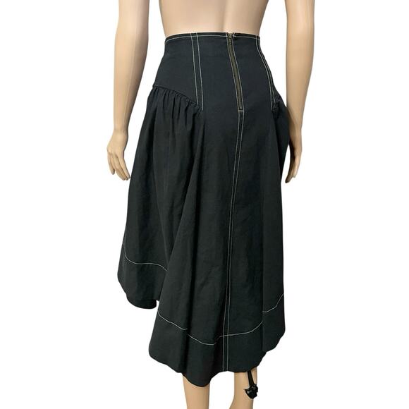 Anthropologie Curved Hem Linen Midi Skirt XS/S Flared Prairie Western Minimalist - Picture 4 of 8